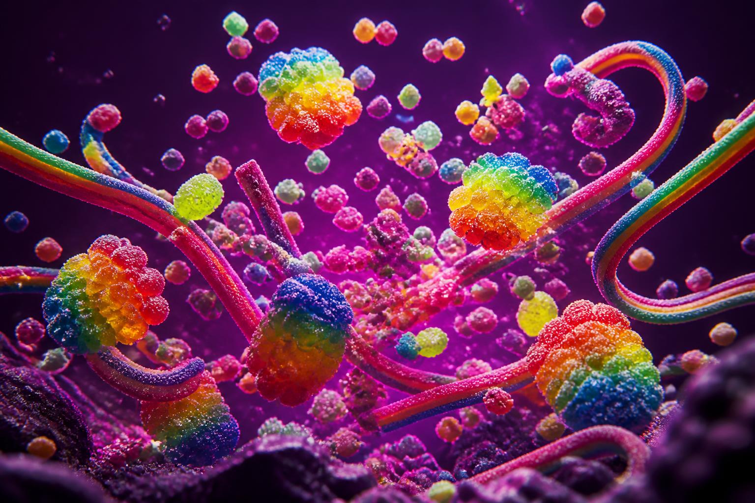 Colourful bulk candy clusters and ropes